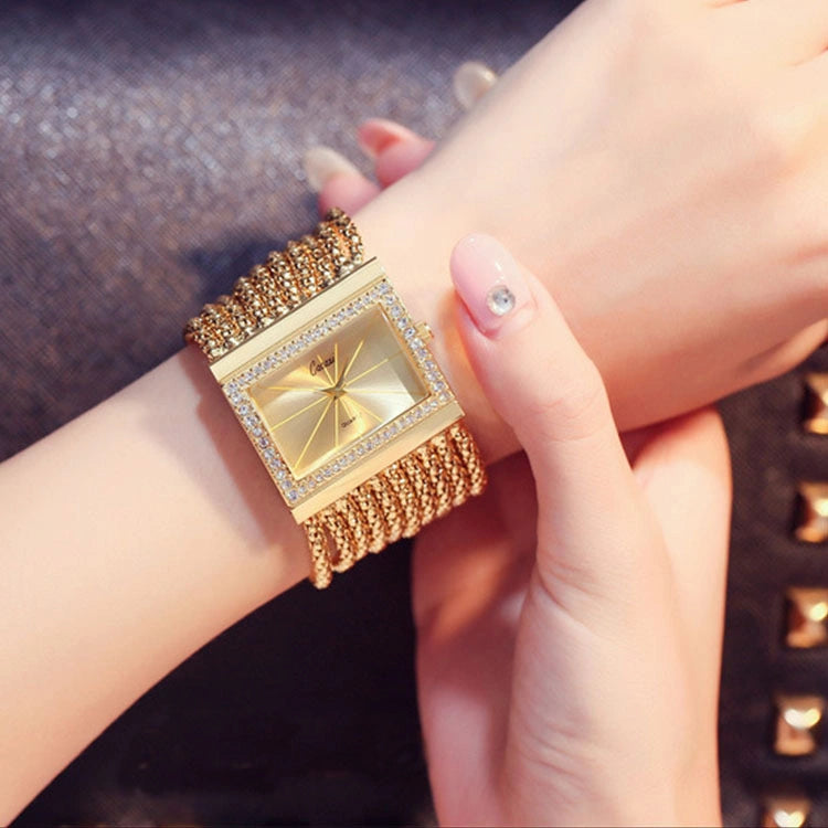Montre carrée pour femme avec quartz et strass