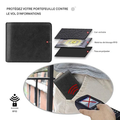 Portefeuille supérieure en cuir pour hommes