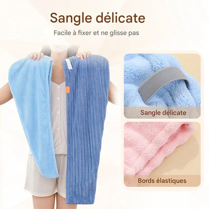 Lot de 3 _ Grande serviette à cheveux ultra-absorbante avec bande élastique ajustée – Idéale pour femmes