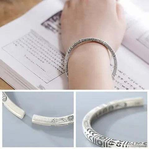 Bracelet Manchette Viking – Spirale Totem avec Gravure Inspirante ‘Never Give Up’