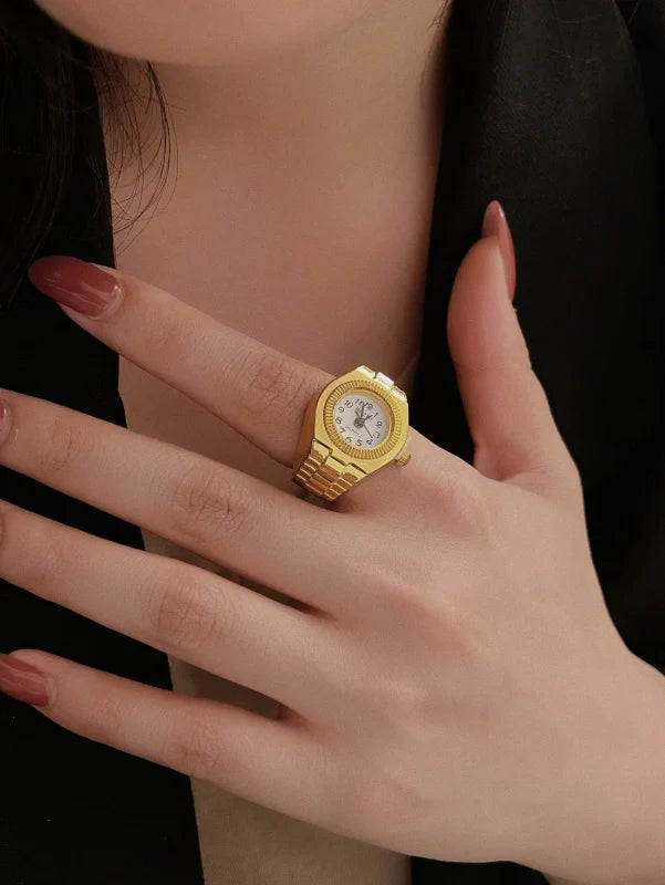 Montre à bague décorative réglable